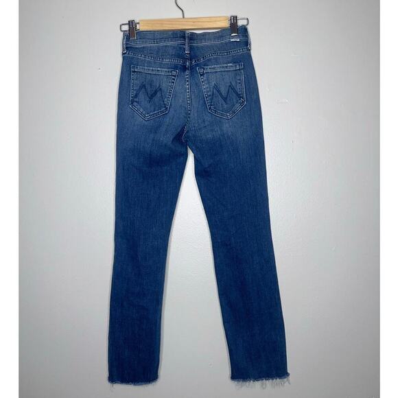 Mother The Rascal Ankle Step Fray Straight Leg Jeans Knee Distressing Blue 25 - Picture 6 of 7